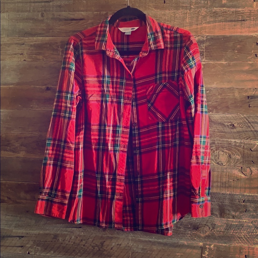 Christmas plaid button down shirt